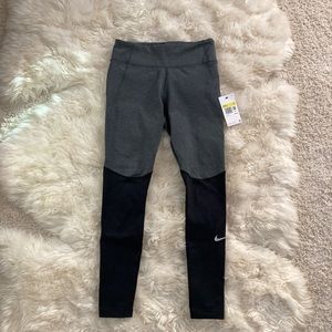 nwt nike fast mid-rise running leggings black and grey over the knee sock style